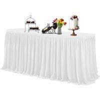 Neel Blue 21ft Pleated Table Skirt Polyester Table Skirt for Tableware, Banquet, Events Decor in White