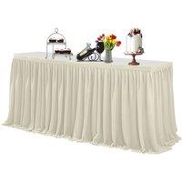 Neel Blue 21ft Pleated Table Skirt Polyester Table Skirt for Tableware, Banquet, Events Decor in Ivory