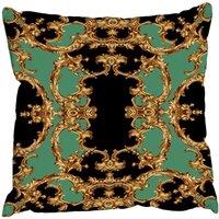 Benjamin Tate Design Cushions - Black & Green Baroque (Cushion)