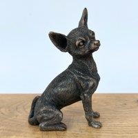 Animal Crackers Chihuahua Dog Miniature Collectable Figurine In Solid Cold Cast Bronze, Gift Boxed in Bronze