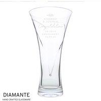 Personalised Memento Company Personalised Free Text Botanical Hand Cut Diamante Heart Vase in Clear