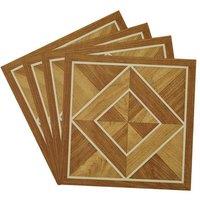 Living and Home 30Pcs Wood Grain Geometric Parquet Floor Panel with Nested Diamond Design, 2.787m in Walnut