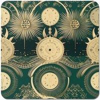 Warren Reed - Designer Green Moon & Sun Abstract Pattern Coasters - Set of 4