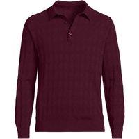 Lands' End Men's Fine Knit Gauge Triangle Polo Top in Burgundy | Size: Large
