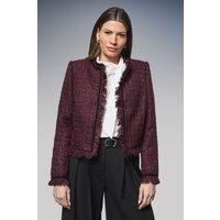 Wallis Women's Boucle Trim Detail Jacket in Wine | Size: 20