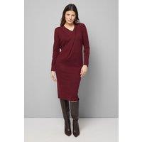 Wallis Women's Tie Neck Knitted Midi Dress in Plum | Size: Medium