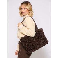 South Beach Women's Faux Fur Tote Bag in Brown
