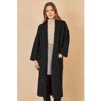 Yumi Women's Black Knitted Maxi Cardigan With Pockets | Size: Small