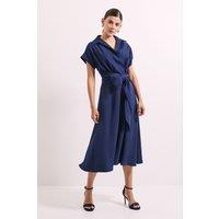 Principles Women's Navy Front Tie Shirt Midi Dress | Size: 12