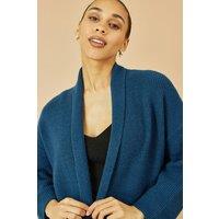 Yumi Women's Teal Knitted Maxi Cardigan With Pockets | Size: Large