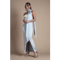 Oasis Women's By Coast Strappy Satin Maxi Bridesmaid Dress with Scarf in Light Blue | Size: 16
