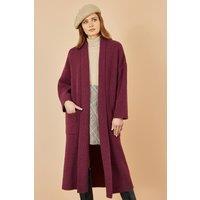 Yumi Women's Burgundy Knitted Maxi Cardigan With Pockets | Size: Small