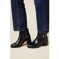 Good For the Sole Women's : Wide Fit Moira Material Mix Medium Block Heel Ankle Boots in Black | Size: 3