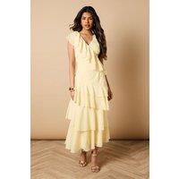 Oasis Women's Petite Ruffle Asymmetric Maxi Dress in Yellow | Size: 10