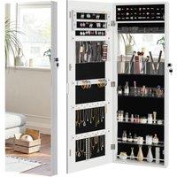Dprodo Jewelry Armoire Cabinet Organizer with Full-Length Mirror in White | Size: 1 Pack