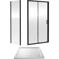 Balterley Ruwa Sliding Shower Suite: 6mm Glass Tray Door Panel 1000x800mm Black