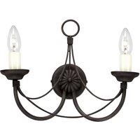 Netlighting Carisbrooke 2 Light Indoor Wall Light Black Glass Shade Not Included E14