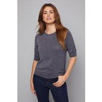 Wallis Women's Shimmer Short Sleeve Jumper in Navy | Size: Small