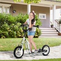 HOMCOM Kids Stunt Scooter with 12" Rubber Tyres, Adjustable Handlebar in White
