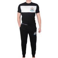 Newcastle United FC Men's Adults Premium Pyjama Set in Black | Size: Large