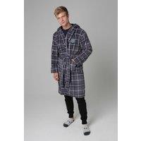 Tokyo Laundry Men's Check Print Dressing Gown in Grey | Size: Large