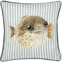 Evans Lichfield Salcombe Pufferfish Piped Polyester Filled Cushion | Size: 43 cm x 43 cm