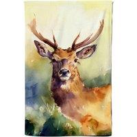Warren Reed - Designer Splendid Stag Watercolour Tea Towel in Brown