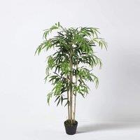 Tradala Trees Lush Artificial Tree Large Bamboo with Real Wood Trunk in Dark Green | Size: 4ft
