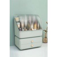Living and Home Large Makeup Organizer with Lid and Drawers for Countertop Bathroom Dresser in Green