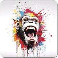 Warren Reed - Designer Coloured Splashart Crazy Monkey Face Coasters - Set of 4 in Red