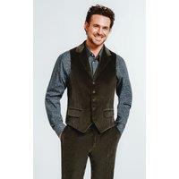Dobell Men's Green Corduroy Notch Lapel Waistcoat | Size: Large