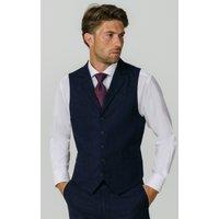 Dobell Men's Navy Notch Lapel Donegal Tweed Waistcoat | Size: Large