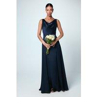 Coast Women's Honoured Sleeveless Cowl Neck Satin Maxi Bridesmaid Dress in Navy | Size: 14