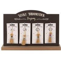KDMD Women's Set of 24 Lucky Broomstick Keyrings on Display in Silver