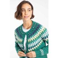 Weird Fish Women's Hatty Fair Isle Cardigan in Green | Size: 8