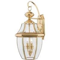 Netlighting Newbury 2 Light Outdoor Large Wall Lantern Light Polished Brass IP44 E14 in Yellow