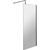 Balterley 8mm Wetroom Screen & Support Bar: 760mm x 1850mm, Black