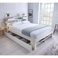 Bedmaster Fabio Wooden Storage Bed With 2 Drawer in White | Size: Double