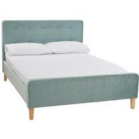 Lemon Pavilion Furniture Pierre 5.0 Kingsize Bed - Velvet - L217 x W160.5 x H104 cm - Aqua in Blue | Size: King