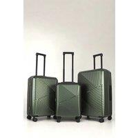 JLY 3 Piece Hard Shell Luggage Suitcase Set | 20'/24'/28' Suitcases in Bottle Green
