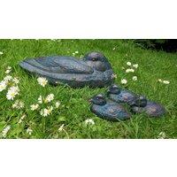 Inspirational Gifting Duck & Three Ducklings Garden Ornaments in Bronze