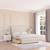 Sloomy Berlin Divan Bed Base No Drawers 12 Footboard & 54 Floor Standing Headboard in Cream | Size: Double
