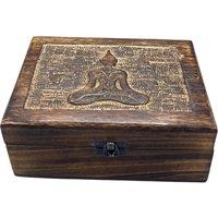 KDMD Large Wooden Keepsake Box 20x15x7.5cm - Buddha in Brown | Size: 20x15x7.5 cm