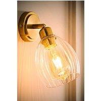 ValueLights Cheltenham Ribbed Glass Dome Adjustable Spotlight Wall Light with Bulb in Gold