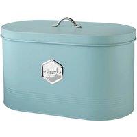 Cooks Professional Bread Bin Metal Kitchen Storage Canister with Silver Nameplate in Blue