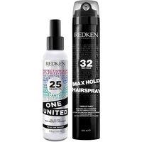 Redken One United Multi-Benefit Treatment 150ml & Max Hold Hairspray 300ml Duo in Clear