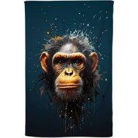 Warren Reed - Designer Splashart Realistic Monkey Face Tea Towel in Brown