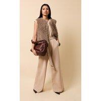 Little Mistress Women's Taupe Faux Fur Waistcoat | Size: Small