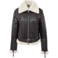 House of Leather Women's Womens Real Sheepskin Aviator Jacket Elsie Black 20 in Brown | Size: 18
