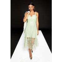 RUNWAY 1.8.1.8 Women's Lace Detail Maxi Dress in Sage | Size: 16